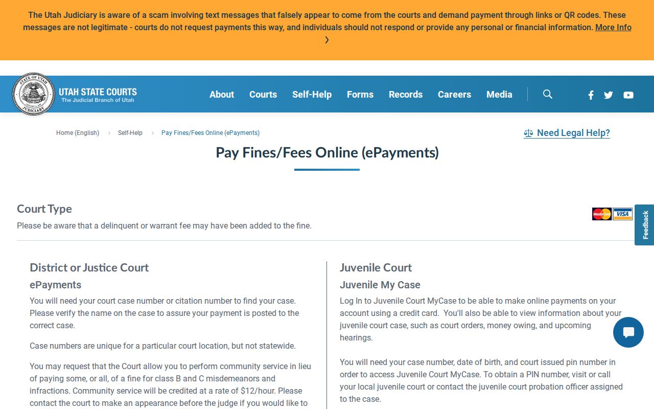 Piute County traffic court citation payment route