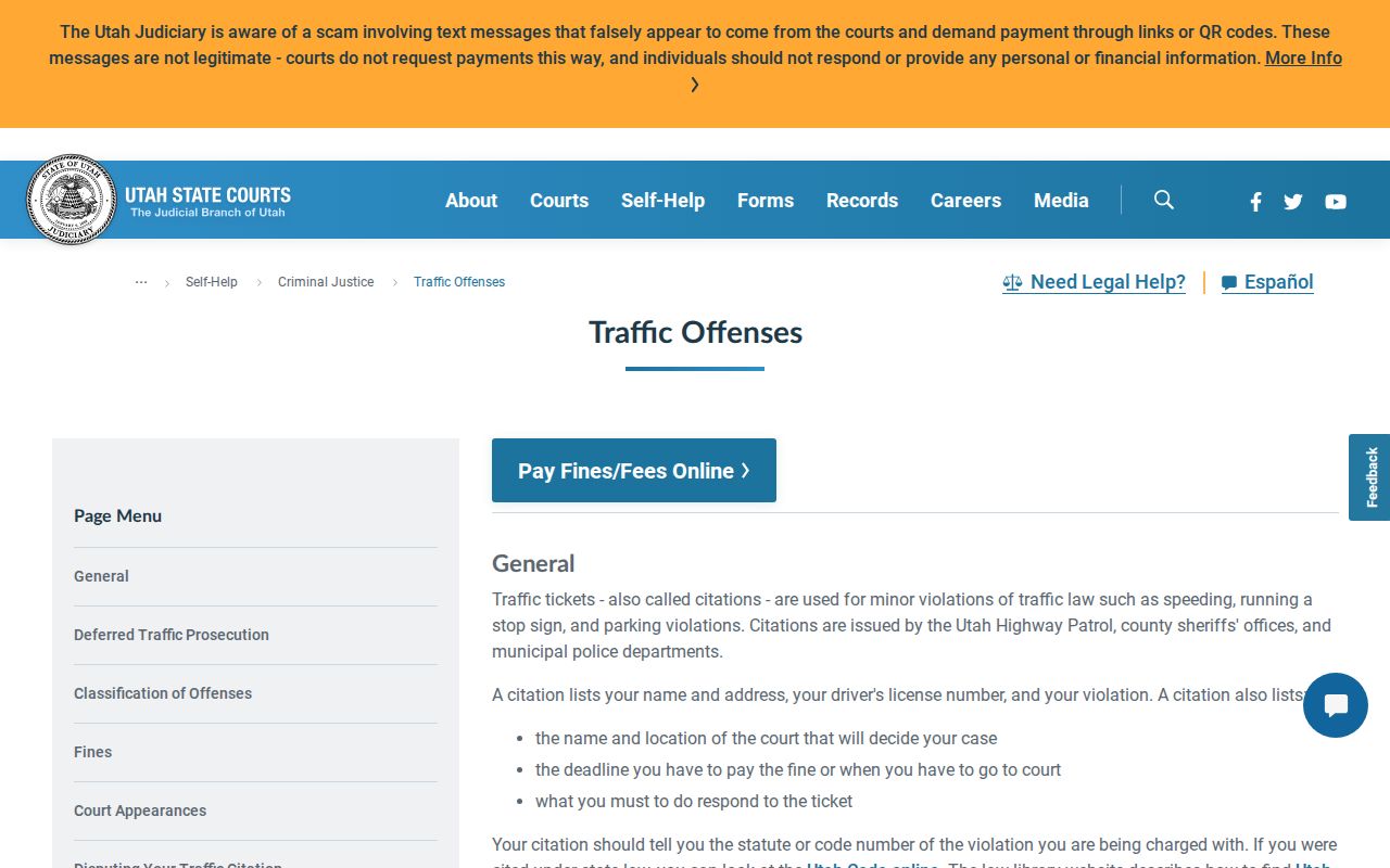 Piute County traffic court response choices and deadline