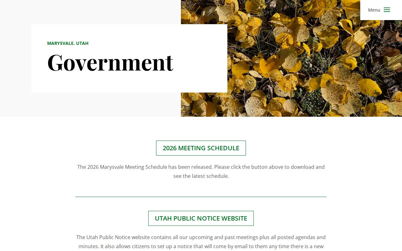 Official Marysvale government page with town officials and clerk information